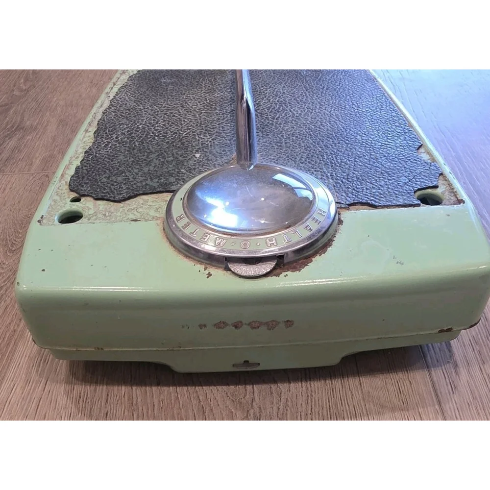 Health O Meter Teal Green Handle Retro Beautiful Bathroom 1960 VTG Scale Cork